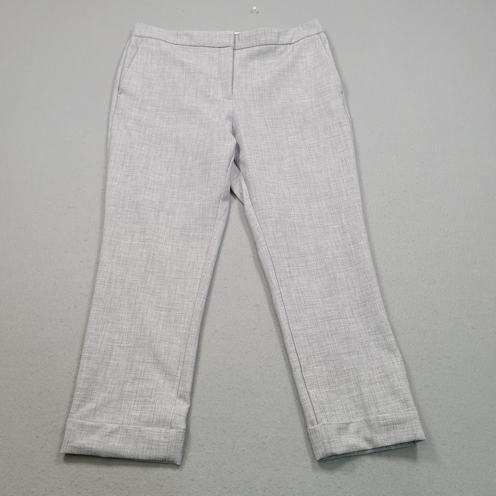 Ann Taylor Petite Gray Crosshatch‎ Ankle Pants Size 12P Cuffed Dress Trousers